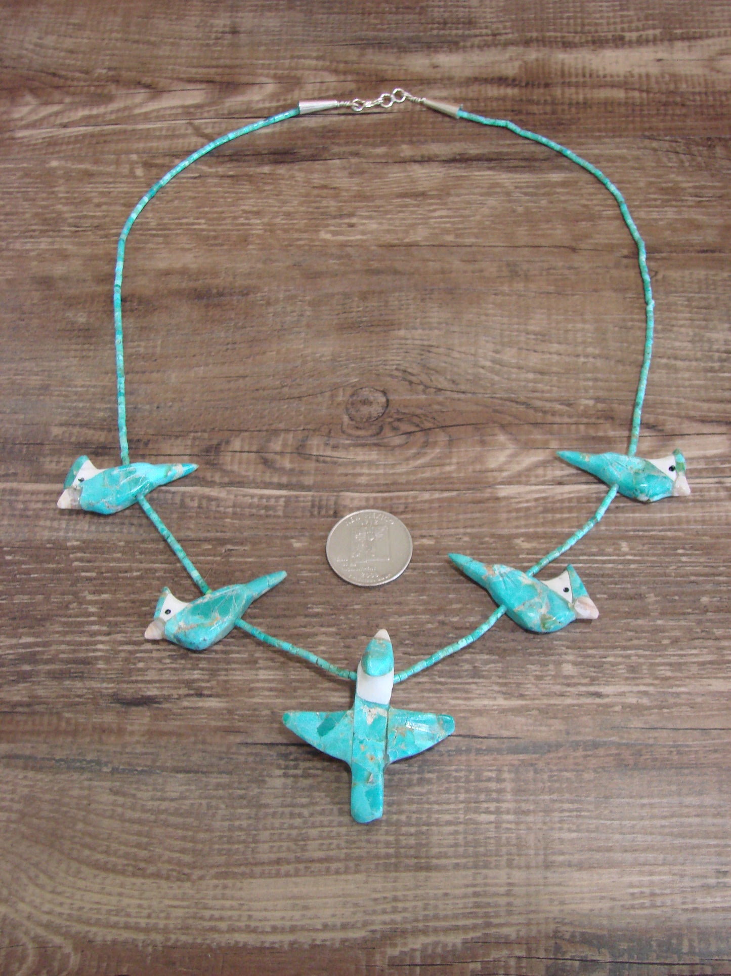 Hand Carved Turquoise Blue Jay Fetish Necklace - Matt Mitchell