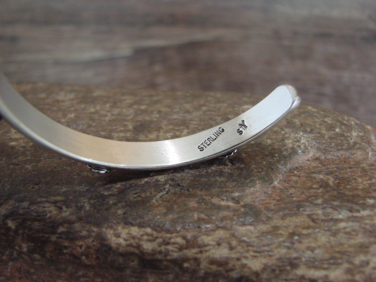 Native American Sterling Silver & Sonoran Turquoise Bracelet Signed SY
