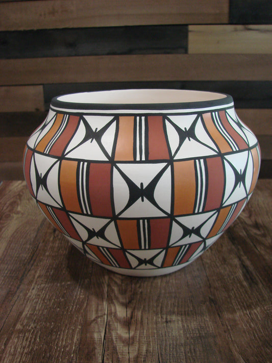 Native American Fine Line Acoma Hand Painted Pottery by L. Joe