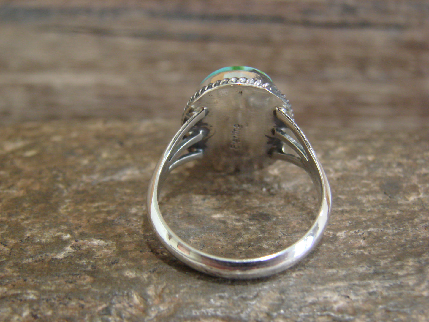 Native American Sterling Silver & Sonoran Turquoise Ring by Saunders - Size 9