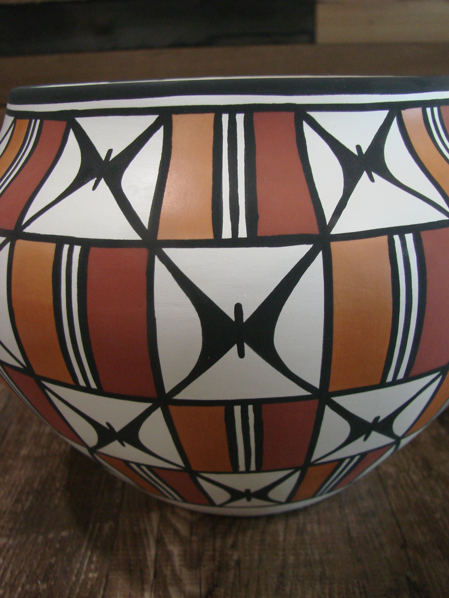 Native American Fine Line Acoma Hand Painted Pottery by L. Joe