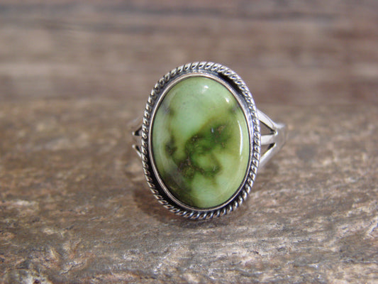 Native American Sterling Silver & Sonoran Turquoise Ring by Saunders - Size 9