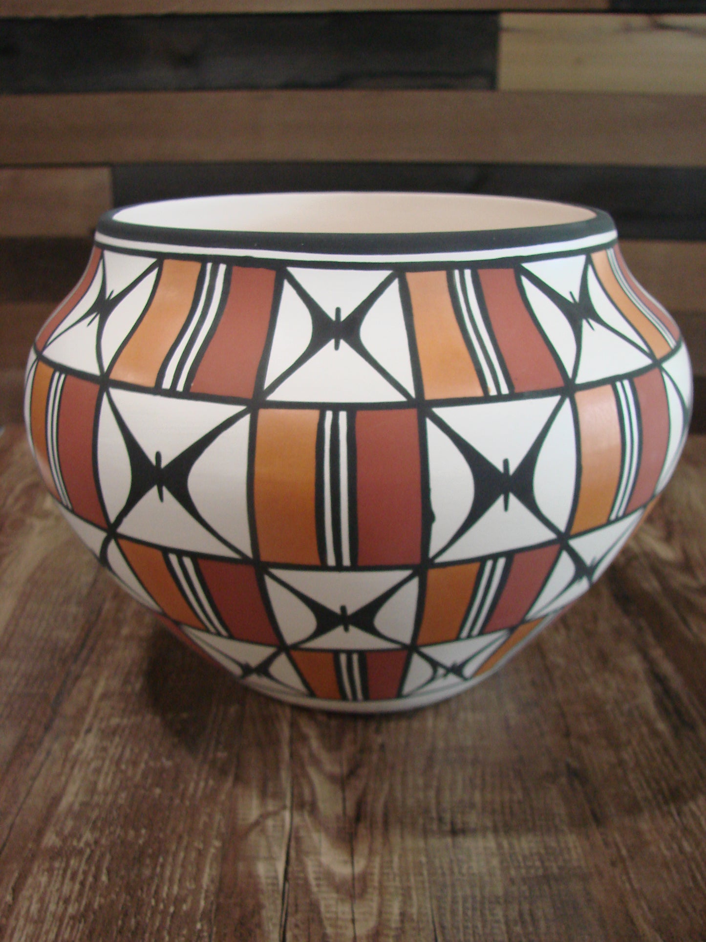 Native American Fine Line Acoma Hand Painted Pottery by L. Joe