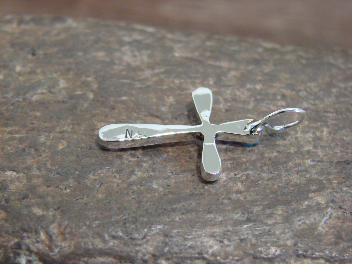 Native American Sterling Silver Multi Stone Inlay Cross Pendant by Noche