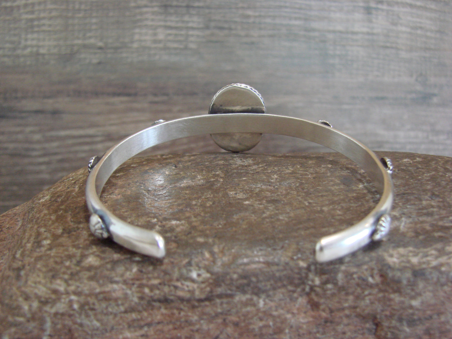 Native American Sterling Silver & Sonoran Turquoise Bracelet Signed SY