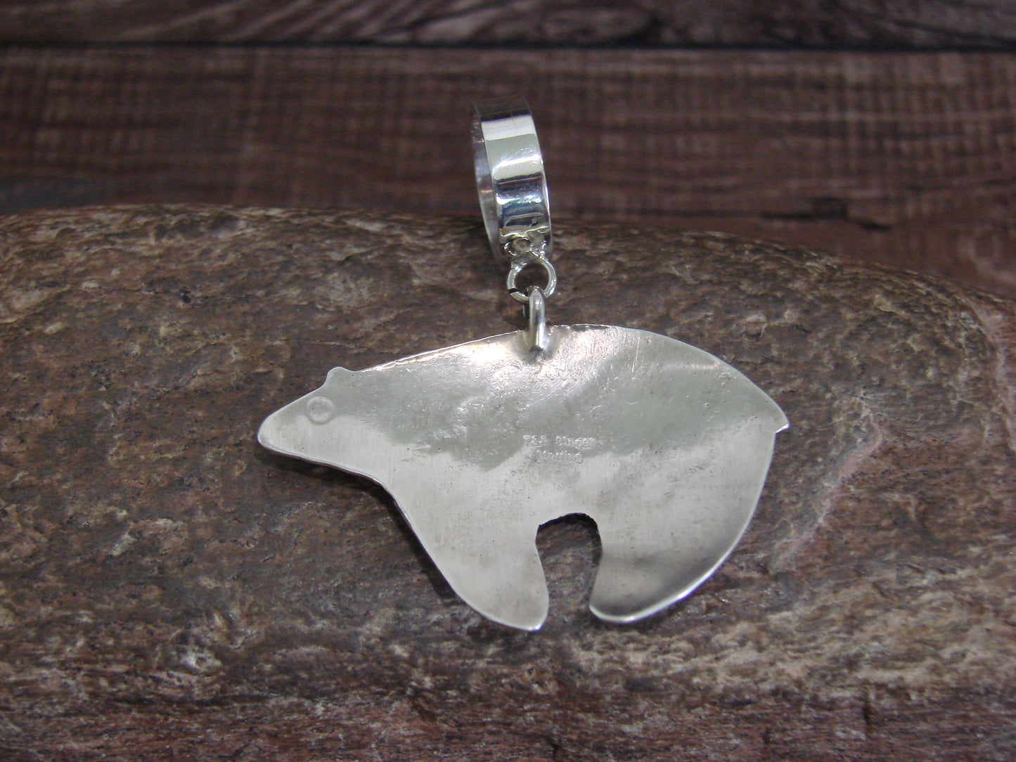 Native American Sterling Silver Bear Pendant Signed Singer