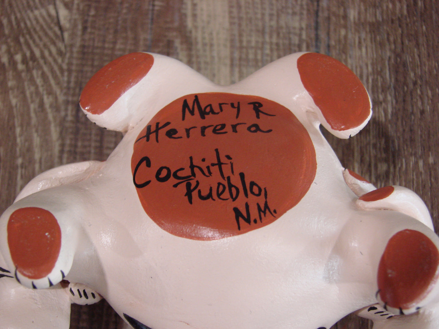 Native American Cochiti Handmade Clay Frog Sculpture by Herrera