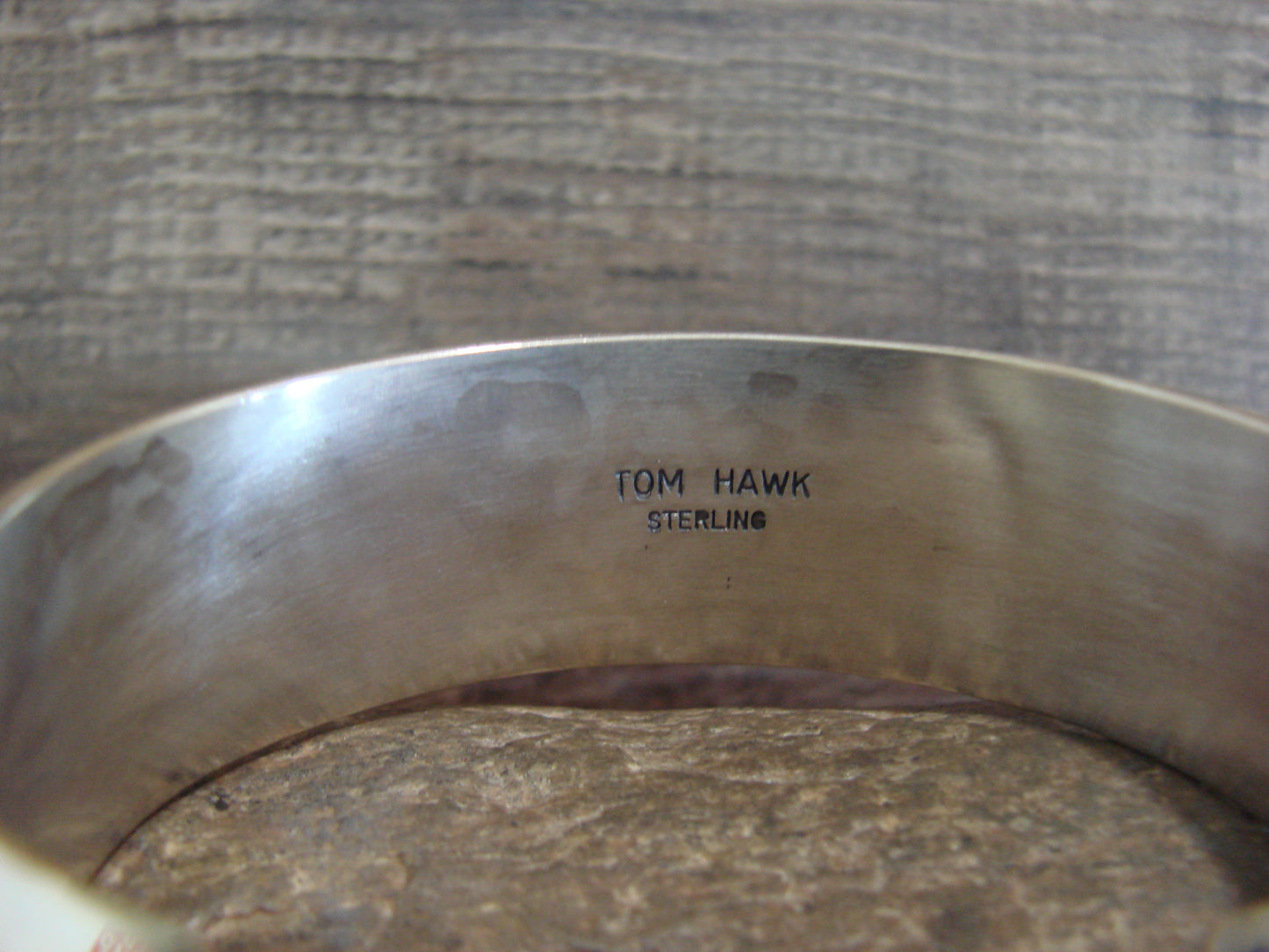 Native American Navajo Indian 3/4" Sterling Silver Ribbed Bracelet by Hawk