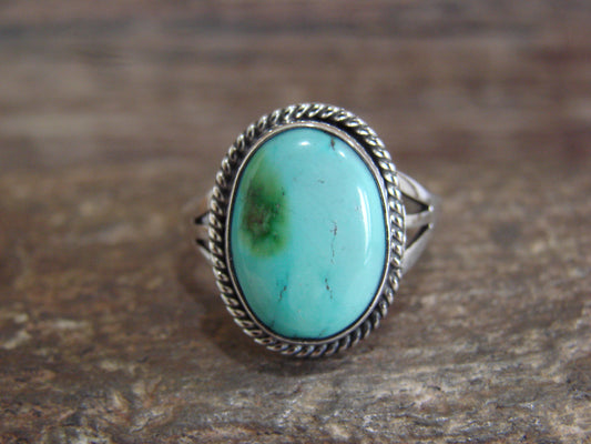 Native American Sterling Silver & Sonoran Turquoise Ring by Saunders - Size 9