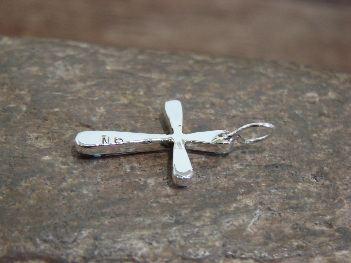 Native American Sterling Silver Multi Stone Inlay Cross Pendant by Noche