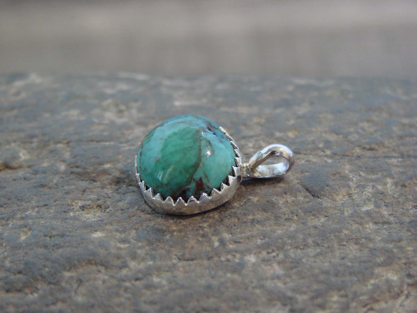 Native American Sterling Silver & Turquoise Pendant - Yazzie