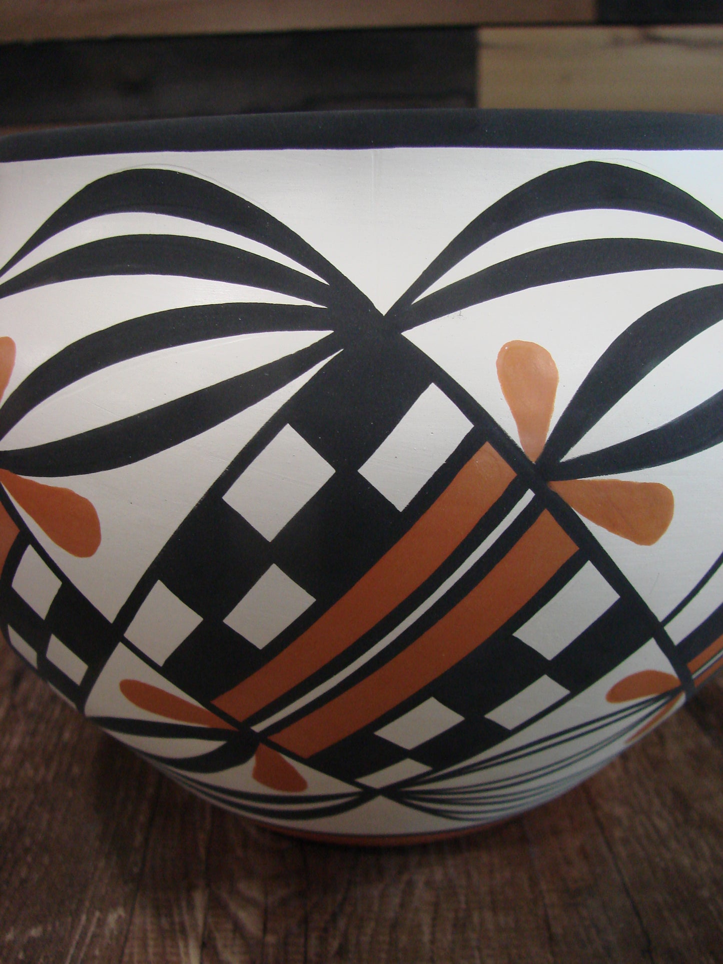 Native American Fine Line Acoma Hand Painted Pottery by L. Joe