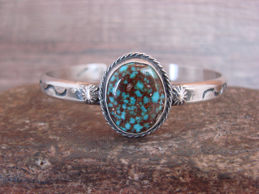 Native American Sterling Silver & Sonoran Turquoise Bracelet Signed SY