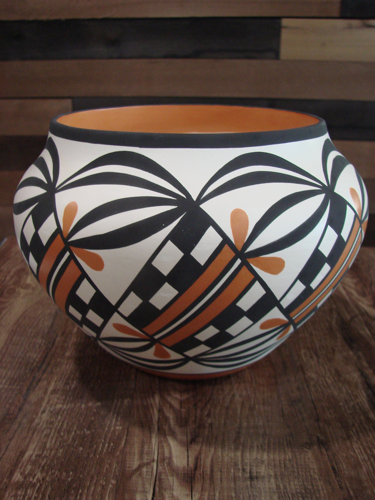 Native American Fine Line Acoma Hand Painted Pottery by L. Joe