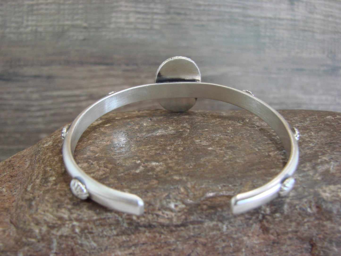 Native American Sterling Silver & Sonoran Turquoise Bracelet Signed SY