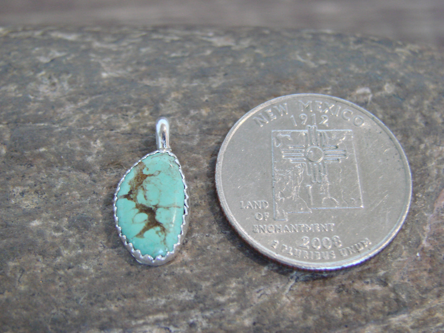 Native American Sterling Silver & Turquoise Pendant - Yazzie