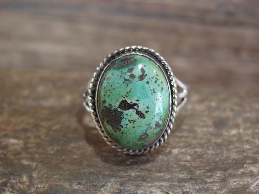 Native American Sterling Silver & Sonoran Turquoise Ring by Saunders - Size 9