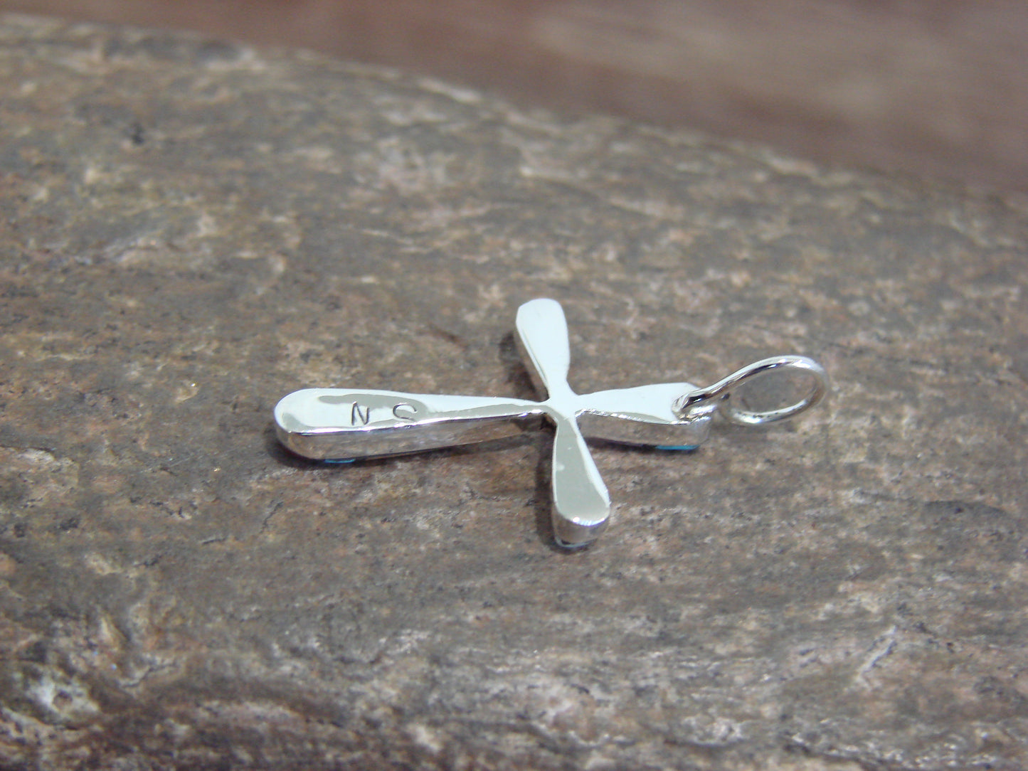 Native American Sterling Silver Multi Stone Inlay Cross Pendant by Noche