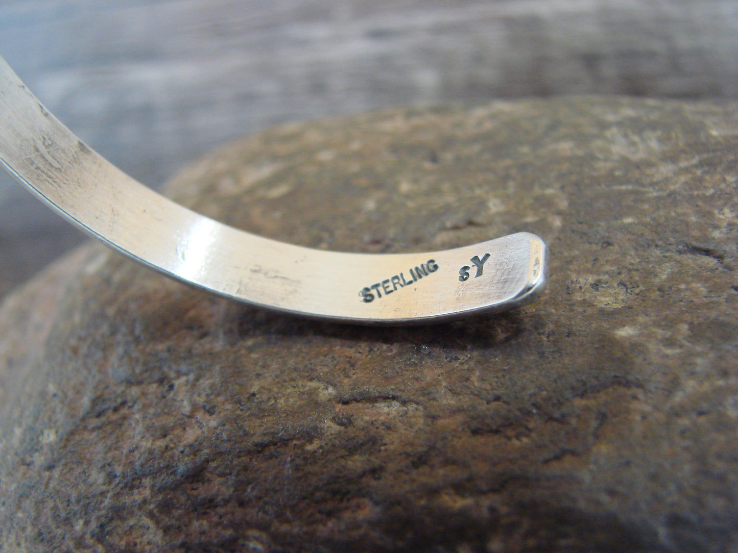 Native American Sterling Silver & Sonoran Turquoise Bracelet Signed SY