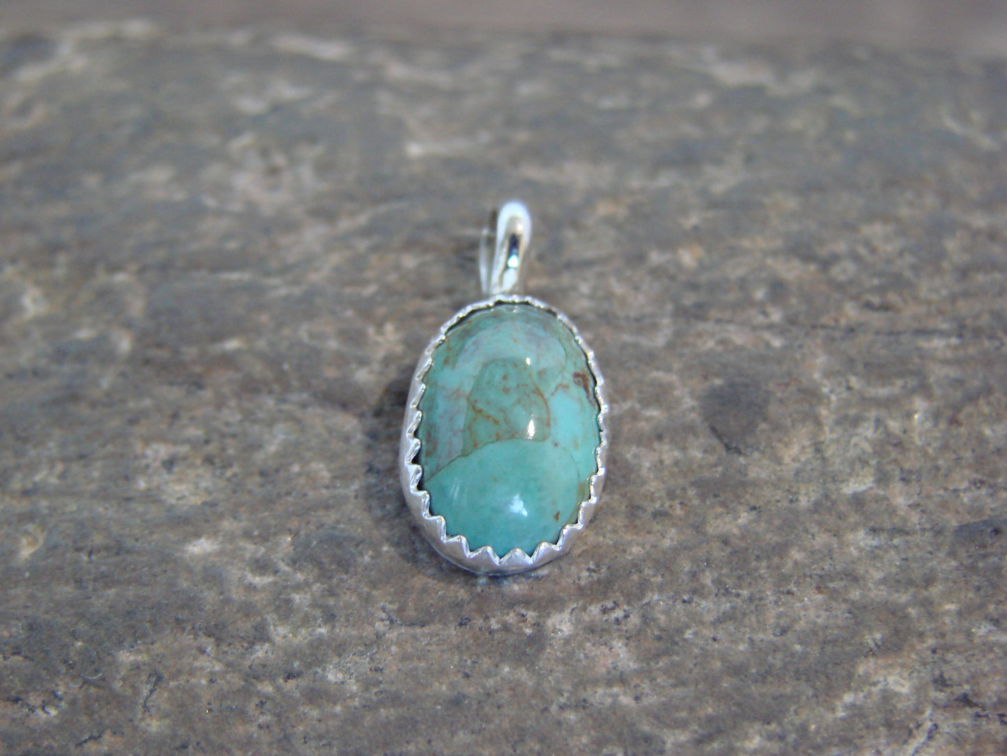 Native American Sterling Silver & Turquoise Pendant - Yazzie