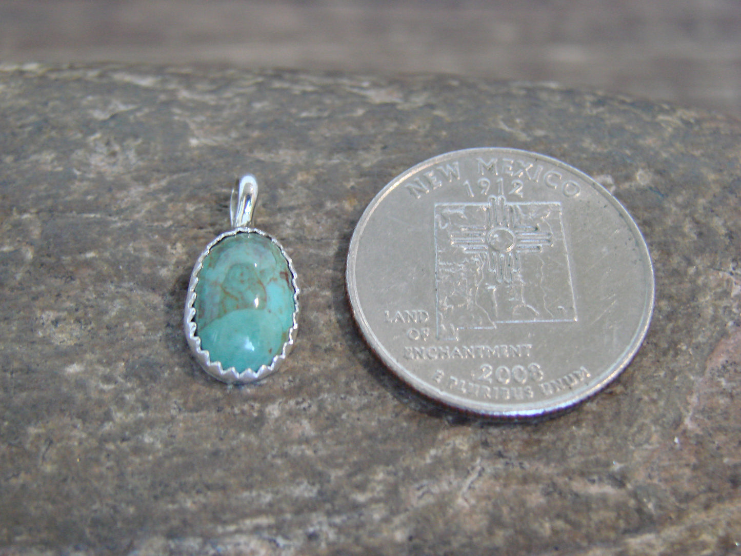 Native American Sterling Silver & Turquoise Pendant - Yazzie