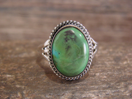 Native American Sterling Silver & Sonoran Turquoise Ring by Saunders - Size 8.5