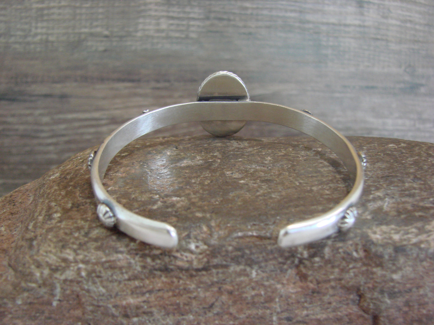 Native American Sterling Silver & Sonoran Turquoise Bracelet Signed SY