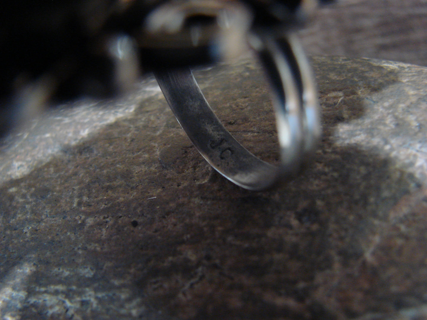 Native American Nickel Silver & Turquoise Adjustable Ring by Cleveland - Size 8 - 10