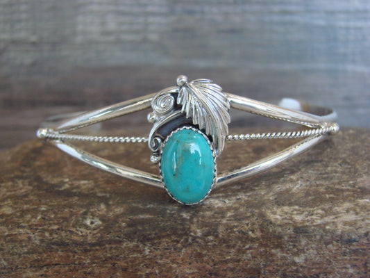 Native American Sterling Silver Turquoise Feather Bracelet by Largo