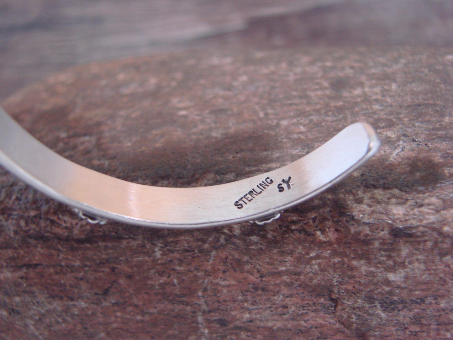 Native American Sterling Silver & Sonoran Turquoise Bracelet Signed SY