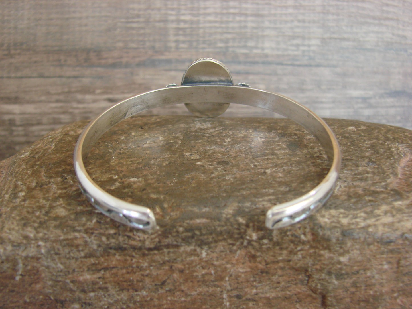 Native American Sterling Silver & Sonoran Turquoise Bracelet Signed SY