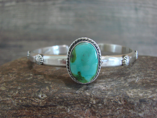 Native American Sterling Silver & Sonoran Turquoise Bracelet Signed SY