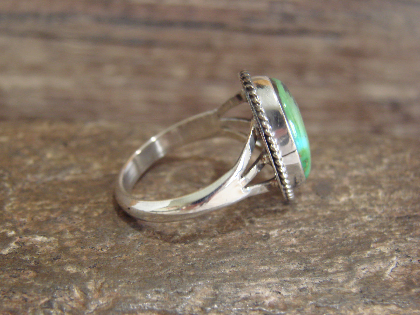 Native American Sterling Silver & Sonoran Turquoise Ring by Saunders - Size 8.5