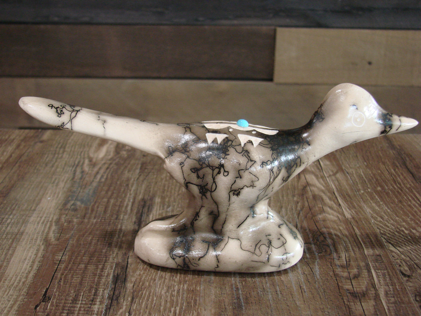 Native American Pottery Horse Hair Road Runner Sculpture by Vail