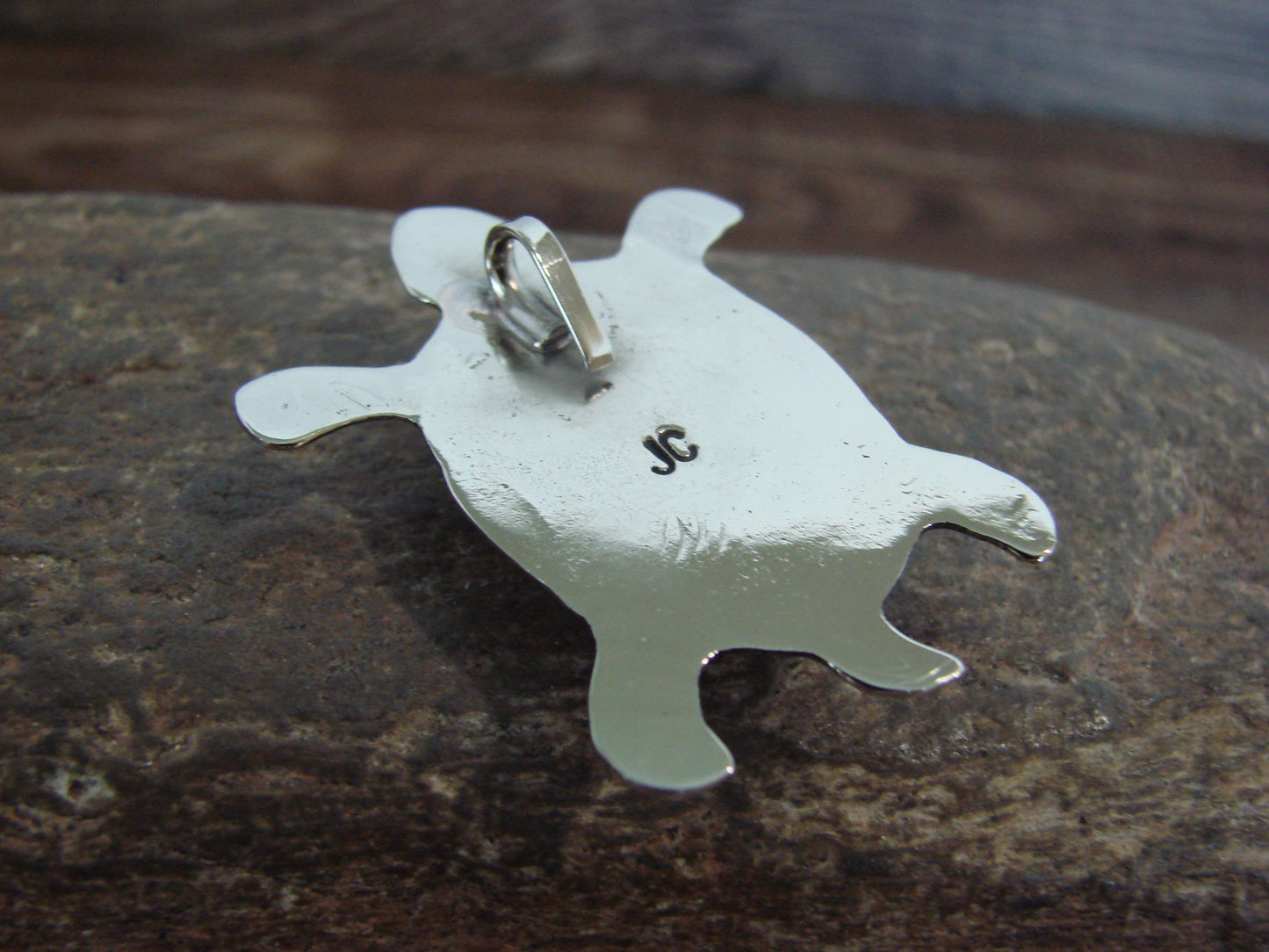 Native American Nickel Silver & Howlite Turtle Pendant - Cleveland
