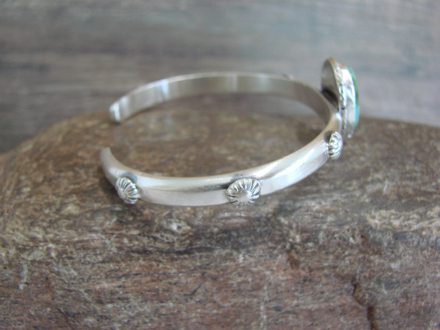 Native American Sterling Silver & Sonoran Turquoise Bracelet Signed SY