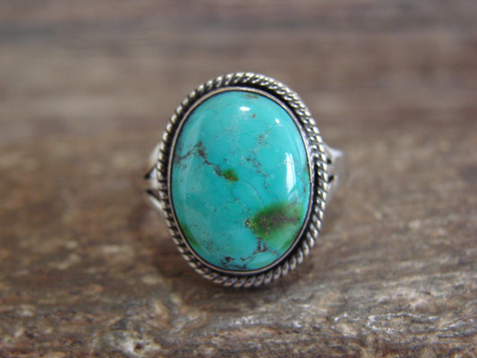 Native American Sterling Silver & Sonoran Turquoise Ring by Saunders - Size 8.5