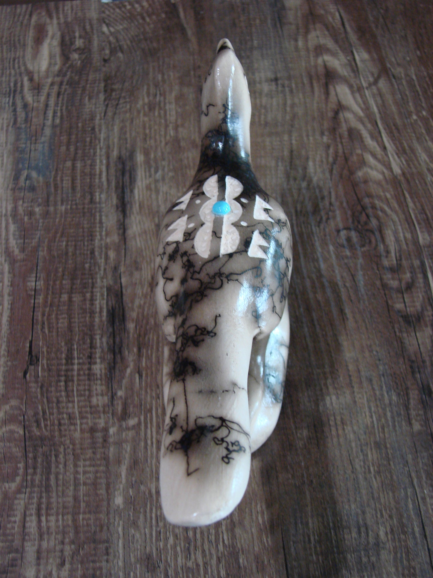 Native American Pottery Horse Hair Road Runner Sculpture by Vail
