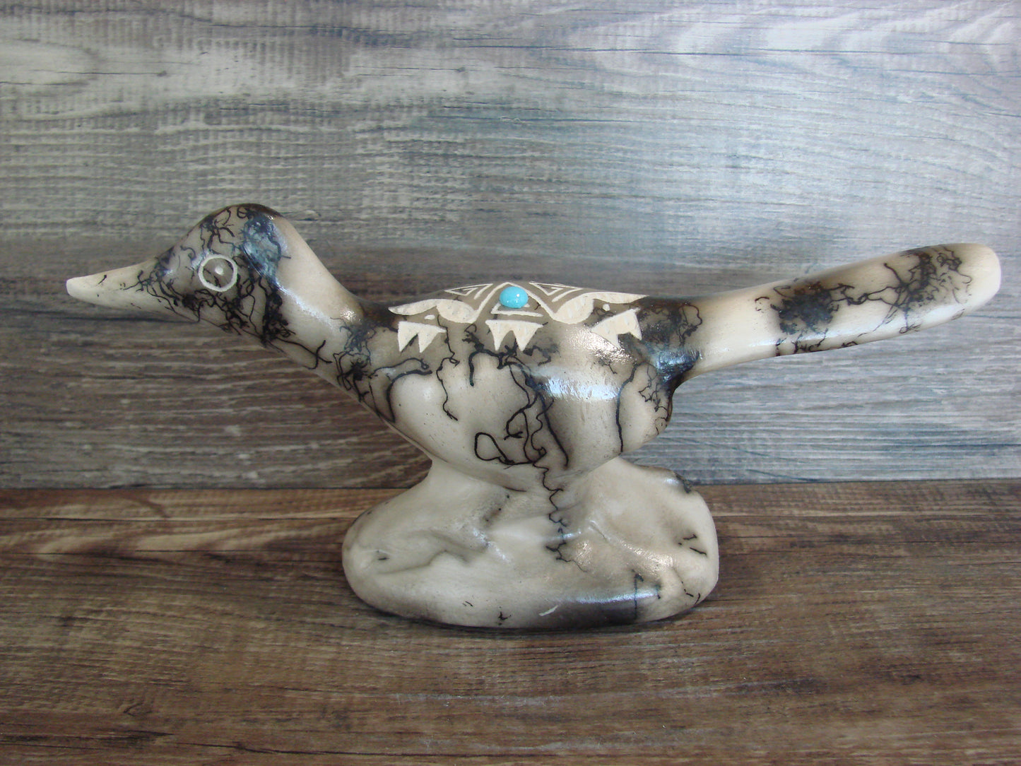 Native American Pottery Horse Hair Road Runner Sculpture by Vail