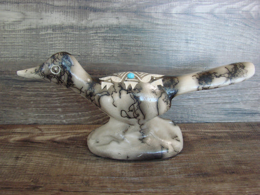 Native American Pottery Horse Hair Road Runner Sculpture by Vail