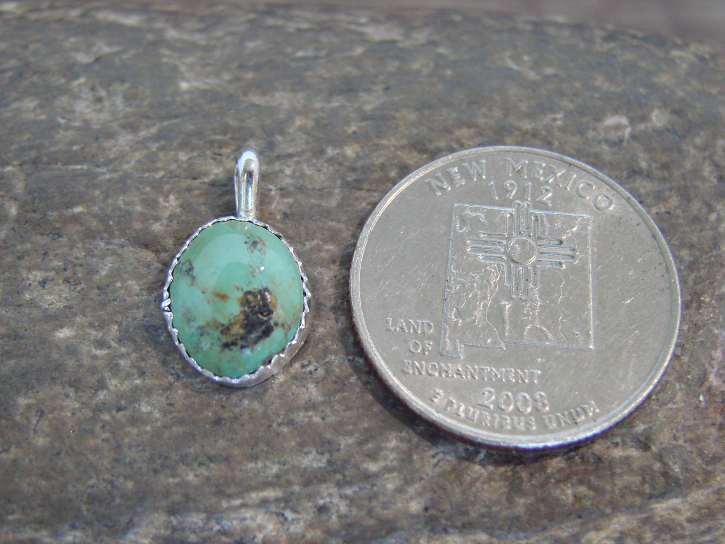Native American Sterling Silver & Turquoise Pendant - Yazzie