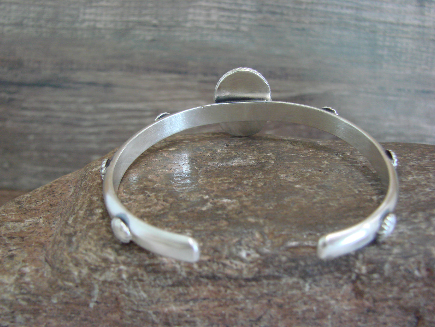 Native American Sterling Silver & Sonoran Turquoise Bracelet Signed SY