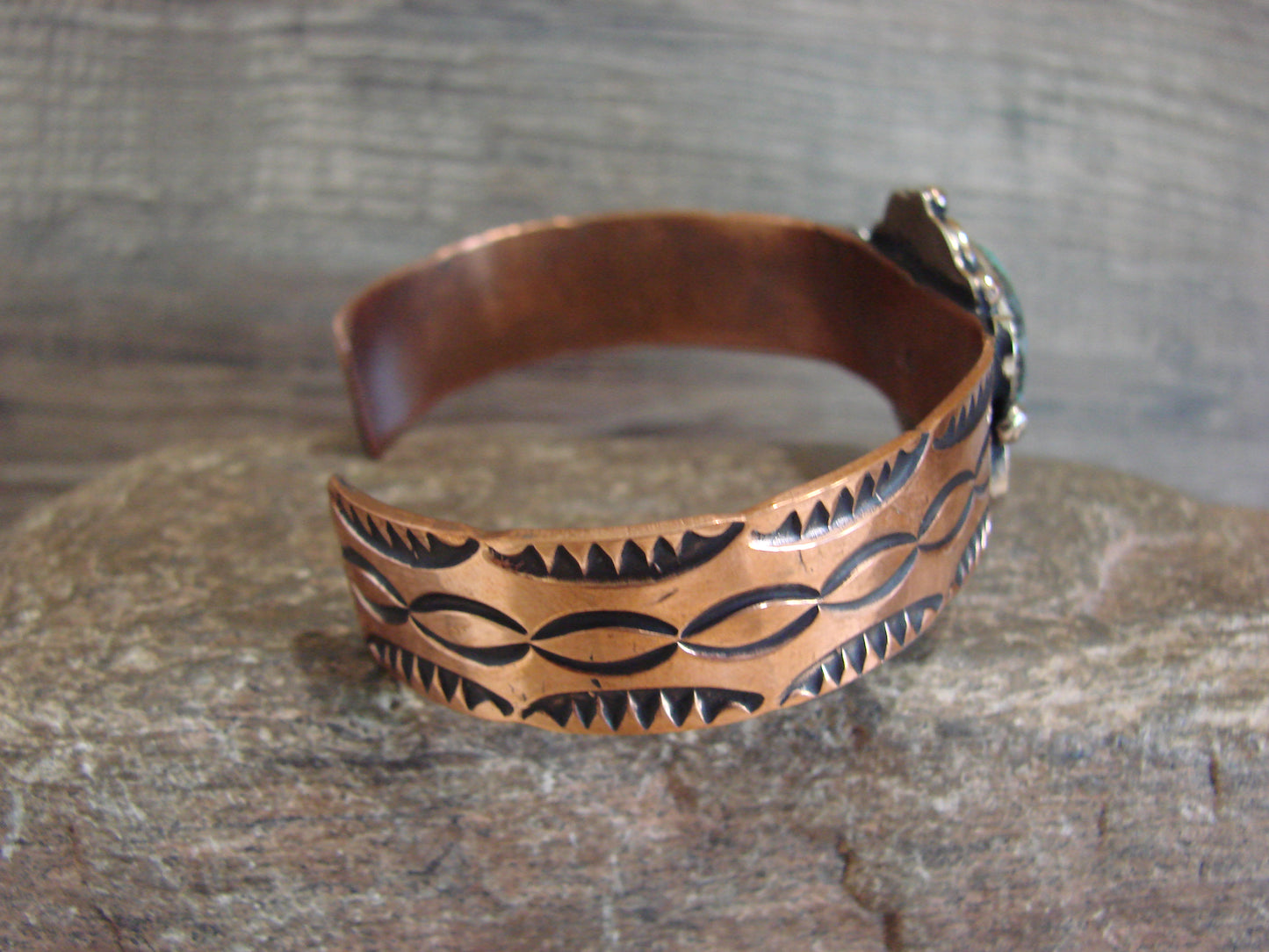 Native American Copper & Turquoise Bracelet by Cleveland