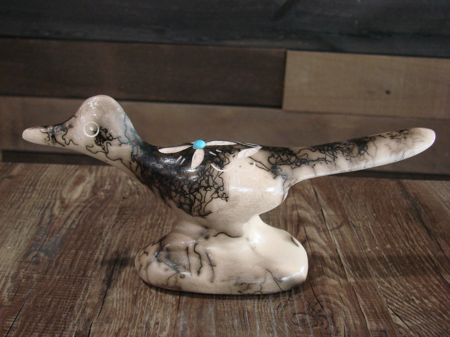 Native American Pottery Horse Hair Road Runner Sculpture by Vail