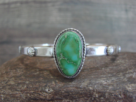 Native American Sterling Silver & Sonoran Turquoise Bracelet Signed SY