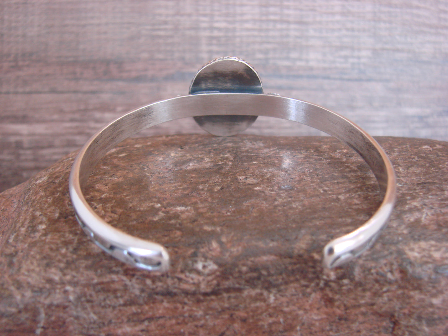 Native American Sterling Silver & Sonoran Turquoise Bracelet Signed SY