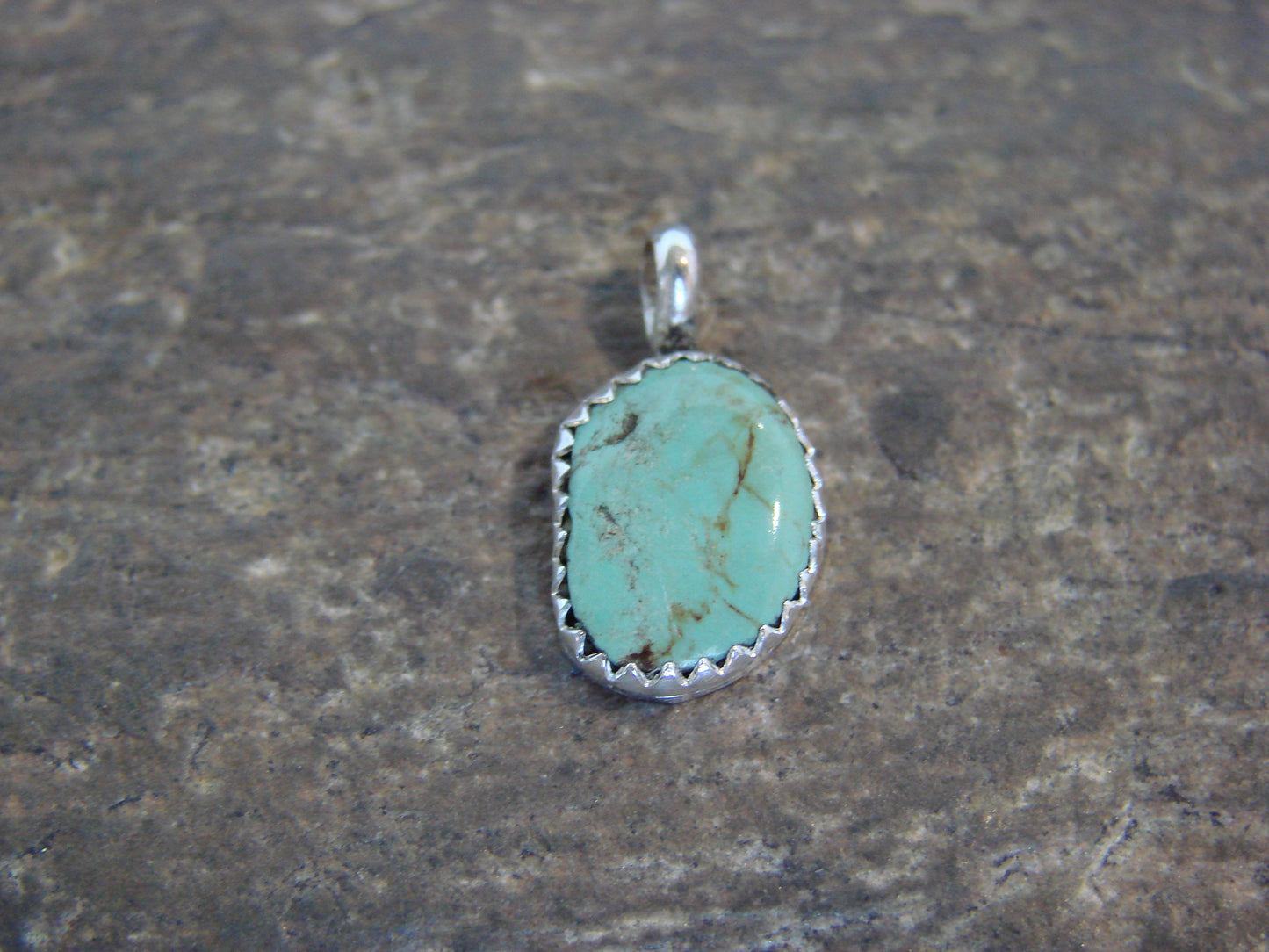 Native American Sterling Silver & Turquoise Pendant - Yazzie