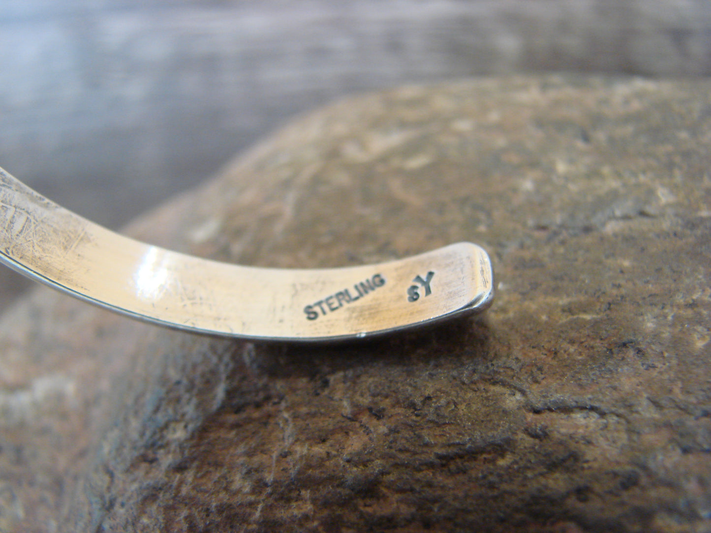 Native American Sterling Silver & Sonoran Turquoise Bracelet Signed SY