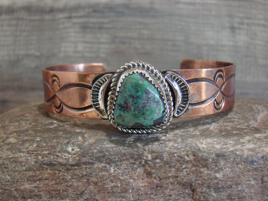 Native American Copper & Turquoise Bracelet by Cleveland