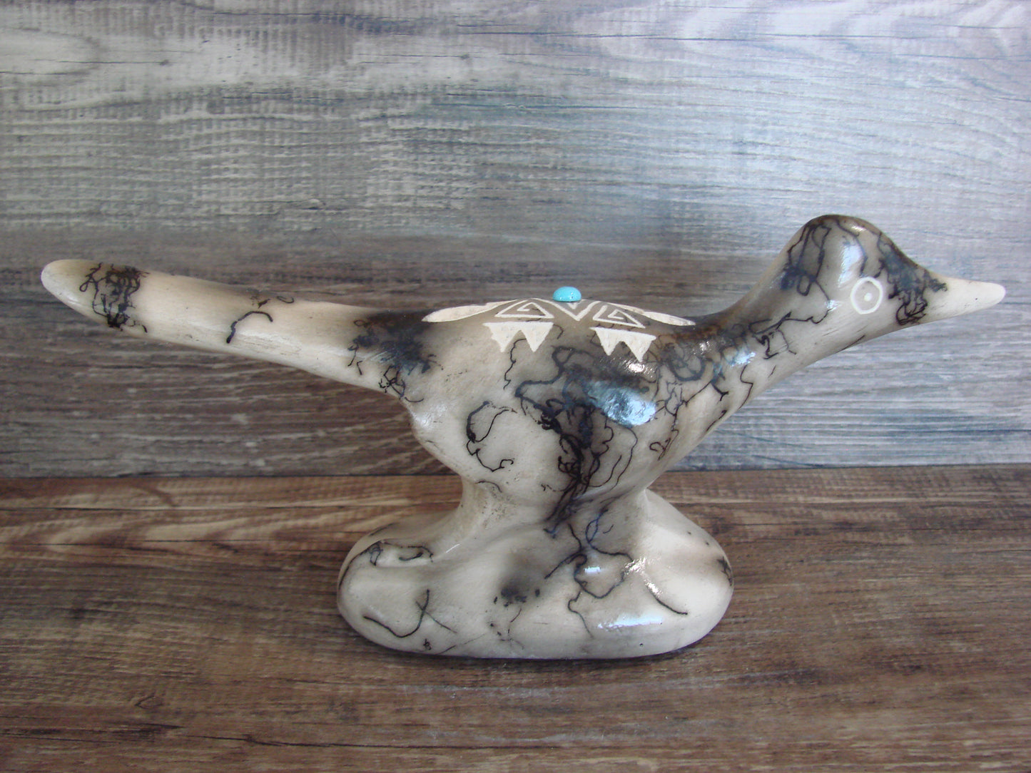 Native American Pottery Horse Hair Road Runner Sculpture by Vail